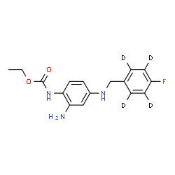 ChemSpider 2D Image | Ethyl [2-amino-4-({[4-fluoro(~2~H_4_)phenyl]methyl}amino)phenyl]carbamate | C16H14D4FN3O2