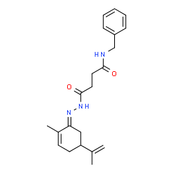 ChemSpider 2D Image | N-Benzyl-4-[(2E)-2-(5-isopropenyl-2-methyl-2-cyclohexen-1-ylidene)hydrazino]-4-oxobutanamide | C21H27N3O2
