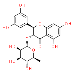 ChemSpider 2D Image | (2R,3R)-2-(3,5-Dihydroxyphenyl)-5,7-dihydroxy-4-oxo-3,4-dihydro-2H-chromen-3-yl 6-deoxy-alpha-L-mannopyranoside | C21H22O11