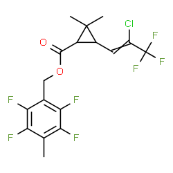 ChemSpider 2D Image | 2,3,5,6-Tetrafluoro-4-methylbenzyl 3-(2-chloro-3,3,3-trifluoro-1-propen-1-yl)-2,2-dimethylcyclopropanecarboxylate | C17H14ClF7O2