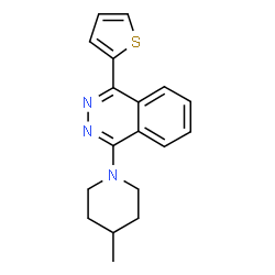 ChemSpider 2D Image | 1-(4-Methyl-1-piperidinyl)-4-(2-thienyl)phthalazine | C18H19N3S