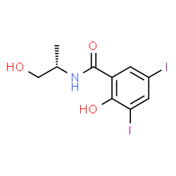 ChemSpider 2D Image | 2-Hydroxy-N-[(2S)-1-hydroxy-2-propanyl]-3,5-diiodobenzamide | C10H11I2NO3