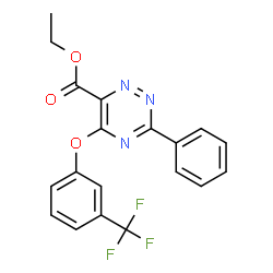 ChemSpider 2D Image | Ethyl 3-phenyl-5-[3-(trifluoromethyl)phenoxy]-1,2,4-triazine-6-carboxylate | C19H14F3N3O3