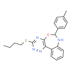 ChemSpider 2D Image | 3-(Butylsulfanyl)-6-(4-methylphenyl)-6,7-dihydro[1,2,4]triazino[5,6-d][3,1]benzoxazepine | C21H22N4OS