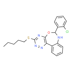 ChemSpider 2D Image | 6-(2-Chlorophenyl)-3-(pentylsulfanyl)-6,7-dihydro[1,2,4]triazino[5,6-d][3,1]benzoxazepine | C21H21ClN4OS