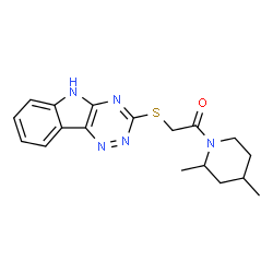 ChemSpider 2D Image | 1-(2,4-Dimethyl-1-piperidinyl)-2-(5H-[1,2,4]triazino[5,6-b]indol-3-ylsulfanyl)ethanone | C18H21N5OS
