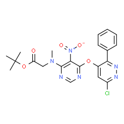 ChemSpider 2D Image | 2-Methyl-2-propanyl N-{6-[(6-chloro-3-phenyl-4-pyridazinyl)oxy]-5-nitro-4-pyrimidinyl}-N-methylglycinate | C21H21ClN6O5