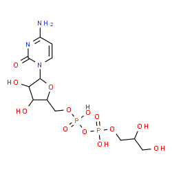 ChemSpider 2D Image | 4-Amino-1-{5-O-[{[(2,3-dihydroxypropoxy)(hydroxy)phosphoryl]oxy}(hydroxy)phosphoryl]pentofuranosyl}-2(1H)-pyrimidinone | C12H21N3O13P2
