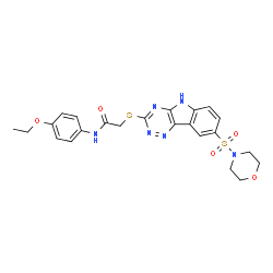 ChemSpider 2D Image | N-(4-Ethoxyphenyl)-2-{[8-(4-morpholinylsulfonyl)-5H-[1,2,4]triazino[5,6-b]indol-3-yl]sulfanyl}acetamide | C23H24N6O5S2