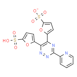 ChemSpider 2D Image | 5-[3-(2-Pyridinyl)-6-(5-sulfo-2-furyl)-1,2,4-triazin-5-yl]-2-furansulfonate | C16H9N4O8S2
