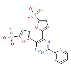 ChemSpider 2D Image | 5,5'-[3-(2-Pyridinyl)-1,2,4-triazine-5,6-diyl]di(2-furansulfonate) | C16H8N4O8S2