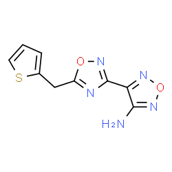 ChemSpider 2D Image | 4-[5-(2-Thienylmethyl)-1,2,4-oxadiazol-3-yl]-1,2,5-oxadiazol-3-amine | C9H7N5O2S