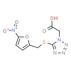 ChemSpider 2D Image | (5-{[(5-Nitro-2-furyl)methyl]sulfanyl}-1H-tetrazol-1-yl)acetic acid | C8H7N5O5S