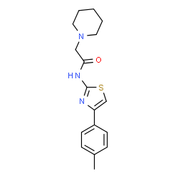 ChemSpider 2D Image | N-[4-(4-Methylphenyl)-1,3-thiazol-2-yl]-2-(1-piperidinyl)acetamide | C17H21N3OS