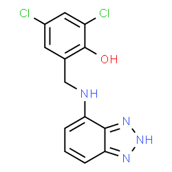 ChemSpider 2D Image | 2-[(2H-Benzotriazol-4-ylamino)methyl]-4,6-dichlorophenol | C13H10Cl2N4O