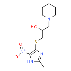 ChemSpider 2D Image | 1-[(2-Methyl-5-nitro-1H-imidazol-4-yl)sulfanyl]-3-(1-piperidinyl)-2-propanol | C12H20N4O3S