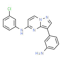 ChemSpider 2D Image | 3-(3-Aminophenyl)-N-(3-chlorophenyl)pyrazolo[1,5-a]pyrimidin-5-amine | C18H14ClN5