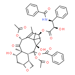 ChemSpider 2D Image | (1beta,2alpha,5beta,7beta,10beta,13alpha)-2,10-Diacetoxy-13-{[(2R,3S)-3-(benzoylamino)-2-hydroxy-3-phenylpropanoyl]oxy}-1,7-dihydroxy-9-oxo-5,20-epoxytax-11-en-2-yl benzoate | C47H51NO14