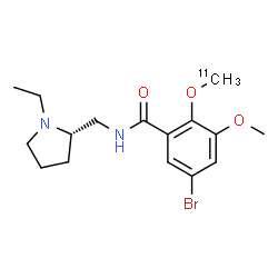 ChemSpider 2D Image | 5-Bromo-N-{[(2S)-1-ethyl-2-pyrrolidinyl]methyl}-3-methoxy-2-[(~11~C)methyloxy]benzamide | C1511CH23BrN2O3