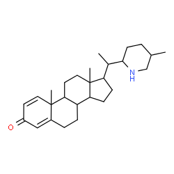 ChemSpider 2D Image | 17-[1-(5-Methyl-2-piperidinyl)ethyl]androsta-1,4-dien-3-one | C27H41NO