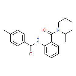 ChemSpider 2D Image | 4-Methyl-N-{2-[(2-methyl-1-piperidinyl)carbonyl]phenyl}benzamide | C21H24N2O2