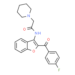 ChemSpider 2D Image | N-[2-(4-Fluorobenzoyl)-1-benzofuran-3-yl]-2-(1-piperidinyl)acetamide | C22H21FN2O3