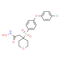 ChemSpider 2D Image | 2-(4-{[4-(4-Chlorophenoxy)phenyl]sulfonyl}tetrahydro-2H-pyran-4-yl)-N-hydroxyacetamide | C19H20ClNO6S