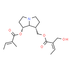 ChemSpider 2D Image | [(1S,7R)-7-{[(2E)-2-Methyl-2-butenoyl]oxy}hexahydro-1H-pyrrolizin-1-yl]methyl (2Z)-2-(hydroxymethyl)-2-butenoate | C18H27NO5