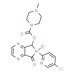 ChemSpider 2D Image | 6-(5-Chloro-2-pyridinyl)-6-oxido-7-oxo-6,7-dihydro-5H-pyrrolo[3,4-b]pyrazin-5-yl 4-methyl-1-piperazinecarboxylate | C17H17ClN6O4