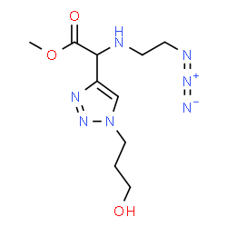 ChemSpider 2D Image | Methyl [(2-azidoethyl)amino][1-(3-hydroxypropyl)-1H-1,2,3-triazol-4-yl]acetate | C10H17N7O3