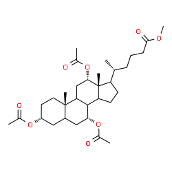 ChemSpider 2D Image | Methyl (5R)-5-[(3R,7R,10S,12S,13R)-3,7,12-triacetoxy-10,13-dimethylhexadecahydro-1H-cyclopenta[a]phenanthren-17-yl]hexanoate | C32H50O8