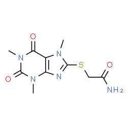 ChemSpider 2D Image | 2-[(1,3,7-Trimethyl-2,6-dioxo-2,3,6,7-tetrahydro-1H-purin-8-yl)sulfanyl]acetamide | C10H13N5O3S