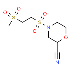 ChemSpider 2D Image | 4-{[2-(Methylsulfonyl)ethyl]sulfonyl}-2-morpholinecarbonitrile | C8H14N2O5S2