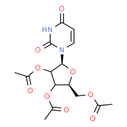 ChemSpider 2D Image | 1-(2,3,5-Tri-O-acetyl-beta-L-glycero-pentofuranosyl)-2,4(1H,3H)-pyrimidinedione | C15H18N2O9