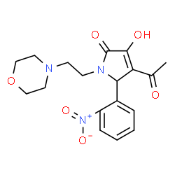 ChemSpider 2D Image | 4-Acetyl-3-hydroxy-1-[2-(4-morpholinyl)ethyl]-5-(2-nitrophenyl)-1,5-dihydro-2H-pyrrol-2-one | C18H21N3O6