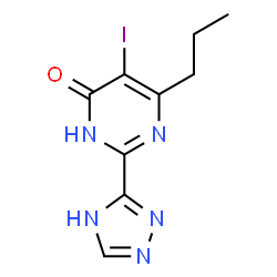 ChemSpider 2D Image | 5-Iodo-6-propyl-2-(4H-1,2,4-triazol-3-yl)-4(3H)-pyrimidinone | C9H10IN5O