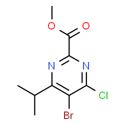 ChemSpider 2D Image | Methyl 5-bromo-4-chloro-6-isopropyl-2-pyrimidinecarboxylate | C9H10BrClN2O2