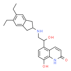 ChemSpider 2D Image | 5-(2-(5,6-Diethylindan-2-ylamino)-1-hydroxyethyl)-8-hydroxy-1H-quinolin-2-one | C24H28N2O3