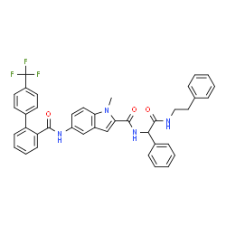 ChemSpider 2D Image | 1-Methyl-N-{2-oxo-1-phenyl-2-[(2-phenylethyl)amino]ethyl}-5-({[4'-(trifluoromethyl)-2-biphenylyl]carbonyl}amino)-1H-indole-2-carboxamide | C40H33F3N4O3