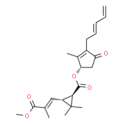 ChemSpider 2D Image | (1S)-2-Methyl-4-oxo-3-[(2E)-2,4-pentadien-1-yl]-2-cyclopenten-1-yl-(1R,3R)-3-[(1E)-3-methoxy-2-methyl-3-oxo-1-propen-1-yl]-2,2-dimethylcyclopropancarboxylat | C22H28O5