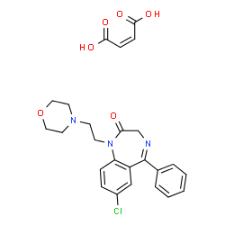 ChemSpider 2D Image | 7-Chloro-1-[2-(4-morpholinyl)ethyl]-5-phenyl-1,3-dihydro-2H-1,4-benzodiazepin-2-one (2Z)-2-butenedioate (1:1) | C25H26ClN3O6