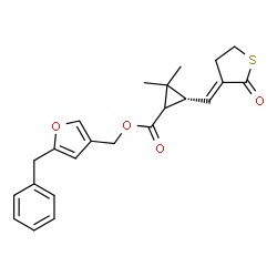 ChemSpider 2D Image | (5-Benzyl-3-furyl)methyl (3R)-2,2-dimethyl-3-[(E)-(2-oxodihydro-3(2H)-thiophenylidene)methyl]cyclopropanecarboxylate | C23H24O4S
