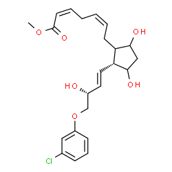 ChemSpider 2D Image | Methyl (2Z,5Z)-7-{(2R)-2-[(1E,3R)-4-(3-chlorophenoxy)-3-hydroxy-1-buten-1-yl]-3,5-dihydroxycyclopentyl}-2,5-heptadienoate | C23H29ClO6