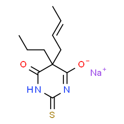 ChemSpider 2D Image | Sodium 5-[(2E)-2-buten-1-yl]-6-oxo-5-propyl-2-thioxo-1,2,5,6-tetrahydro-4-pyrimidinolate | C11H15N2NaO2S