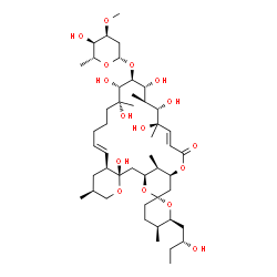 ChemSpider 2D Image | (1'S,2R,3'S,5S,6S,6'S,8'S,9'E,14'R,15'R,16'S,17'R,18'S,19'S,20'R,21'E,25'S,29'R)-3',14',15',17',19',20'-Hexahydroxy-6-[(2R)-2-hydroxybutyl]-5,6',14',18',20',29'-hexamethyl-23'-oxo-3,4,5,6-tetrahydrosp
iro[pyran-2,27'-[4,24,28]trioxatricyclo[23.3.1.0~3,8~]nonacosa[9,21]dien]-16'-yl 2,6-dideoxy-3-O-methyl-beta-D-ribo-hexopyranoside | C47H80O16