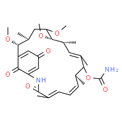 ChemSpider 2D Image | (8S,12R,13S,16S,17R)-13,14,17-Trimethoxy-4,8,10,12,16-pentamethyl-3,20,22-trioxo-2-azabicyclo[16.3.1]docosa-1(21),4,6,10,18-pentaen-9-yl carbamate | C30H42N2O8