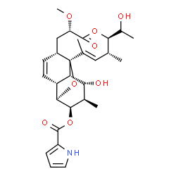 ChemSpider 2D Image | (3R,4R,5R,6R,7S,8R,11S,13S,16R,17R,18E)-6-Hydroxy-16-[(1S)-1-hydroxyethyl]-13-methoxy-5,17,19-trimethyl-14-oxo-2,15-dioxatetracyclo[9.8.0.0~1,7~.0~3,8~]nonadeca-9,18-dien-4-yl 1H-pyrrole-2-carboxylate | C28H37NO8