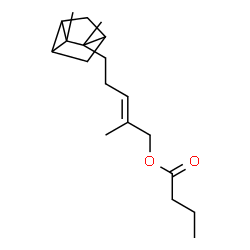 ChemSpider 2D Image | (2E)-5-(2,3-Dimethyltricyclo[2.2.1.0~2,6~]hept-3-yl)-2-methyl-2-penten-1-yl butyrate | C19H30O2