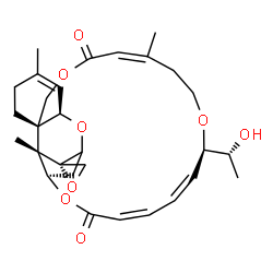 ChemSpider 2D Image | (2S,3'R,8'R,12'Z,17'R,18'Z,20'Z,24'R,25'S)-17'-[(1R)-1-Hydroxyethyl]-5',13',25'-trimethyl-11'H,22'H-spiro[oxirane-2,26'-[2,10,16,23]tetraoxatetracyclo[22.2.1.0~3,8~.0~8,25~]heptacosa[4,12,18,20]tetrae
ne]-11',22'-dione | C29H38O8