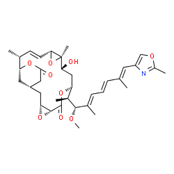 ChemSpider 2D Image | (1S,3R,5R,8S,10S,11R,13R,14E,16R,17R)-10-Hydroxy-8-[(2S,3R,4E,6E,8E)-3-methoxy-4,8-dimethyl-9-(2-methyl-1,3-oxazol-4-yl)-4,6,8-nonatrien-2-yl]-11,16-dimethyl-4,7,12,18-tetraoxatetracyclo[15.3.1.0~3,5~
.0~11,13~]henicos-14-ene-6,19-dione | C35H47NO9